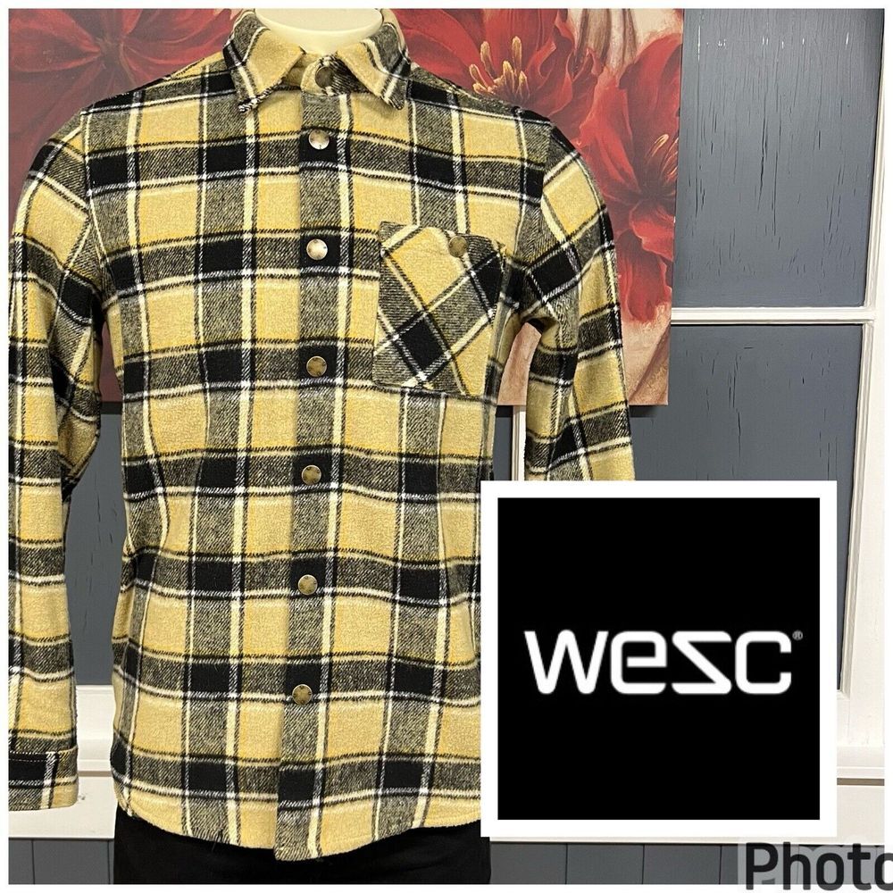 Wesc Oden Flannel Overshirt Snap Button Up Unisex Mens Small Women's Medium